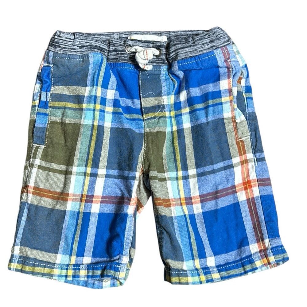 Mini Boden boys‎ drawstring shorts plaid colorful